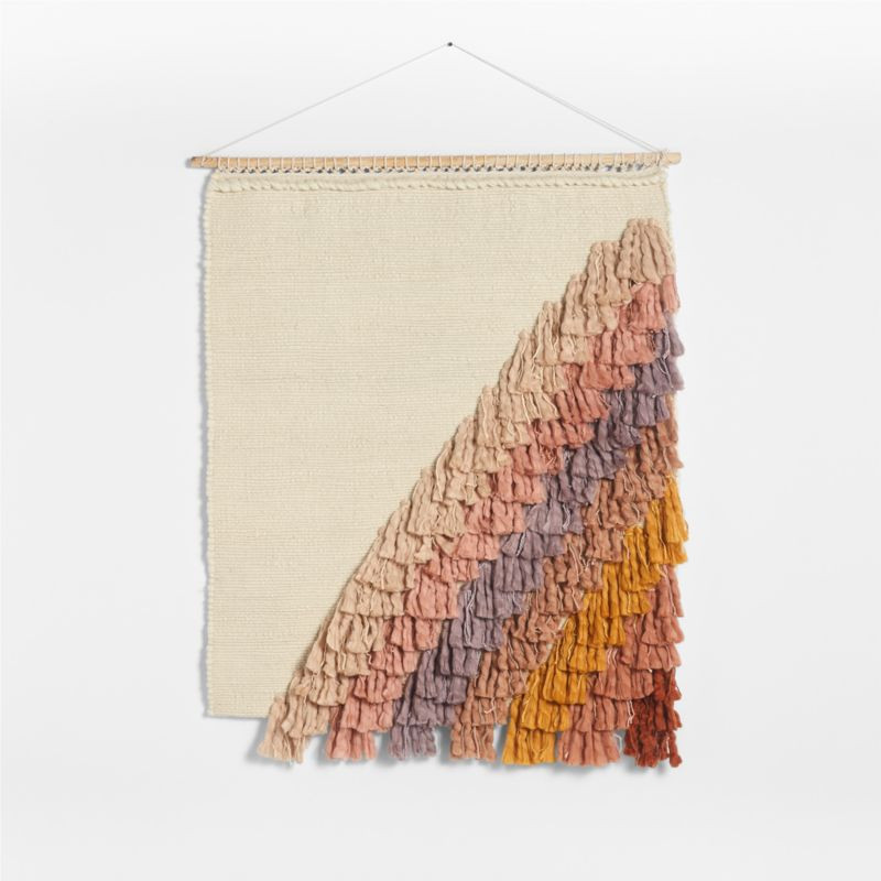 Sonnet Shaggy Rainbow Cotton and Wool Handwoven Kids Tapestry | Crate & Kids | Crate & Barrel