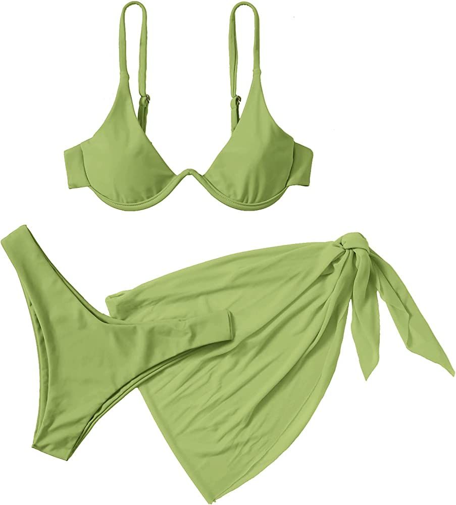 SOLY HUX Women's 3 Piece Tie Dye Bikini Set Swimsuit with Sarongs Cover Ups Beach Skirt Bathing S... | Amazon (US)