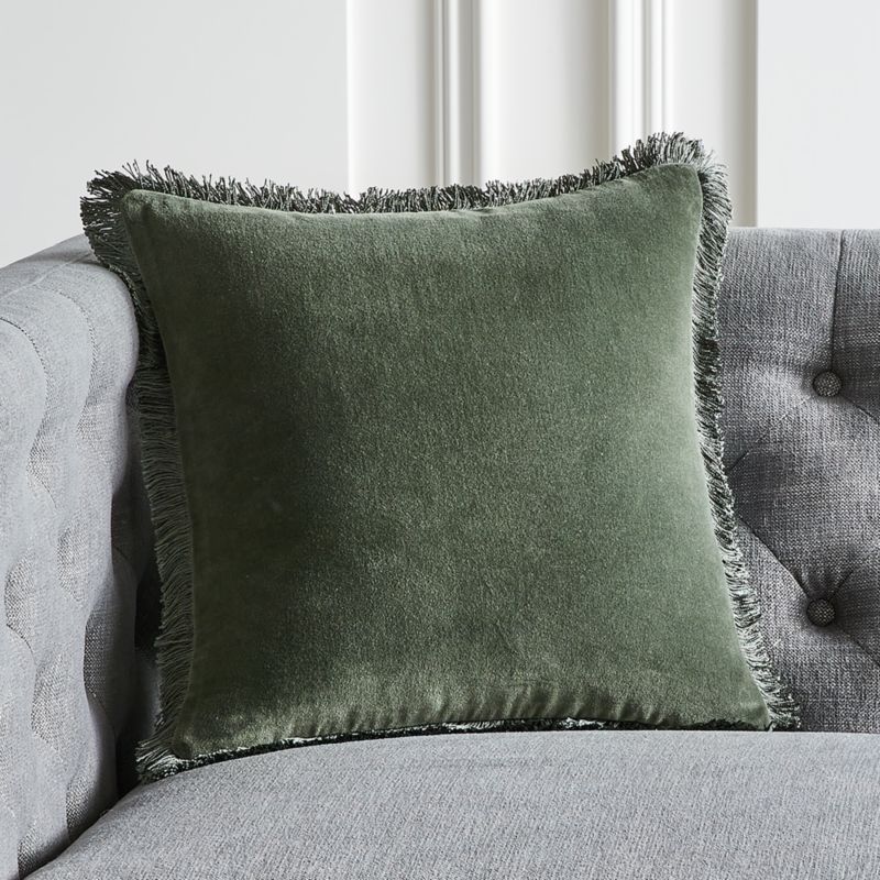 16" Bettie Forest Green Pillow with Down-Alternative Insert | CB2 | CB2