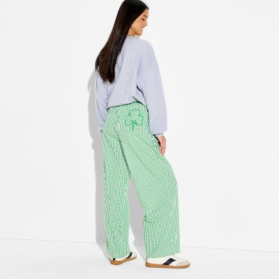Women's Gingham Graphic Boxer Pants - Green XXS | Target