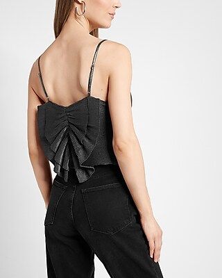 Metallic Pleated Bow Back Cropped Cami | Express