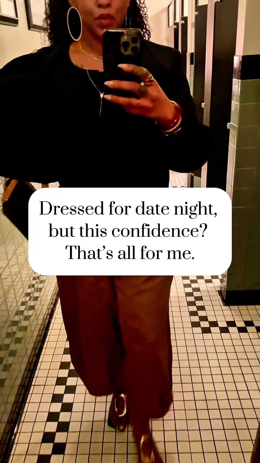 I may be on a date with him, but this outfit is my love letter to me. Because when we look good, we feel good—and that confidence shines through in everything we do. It’s more than just fashion; it’s self-love, self-esteem, and the power of showing up as our best selves.

For your reference I an 5’6” and 181lbs.

🤩 jacket- sz. med (H&M)
🤩black vest top- sz. med (Target)
🤩brown pants- sz. XL (Amazon)
🤩accessories- Amazon
🤩shoes- Jeffrey Campbell (Nordstrom Rack)


#LTKFindsUnder50 #LTKStyleTip #LTKMidsize