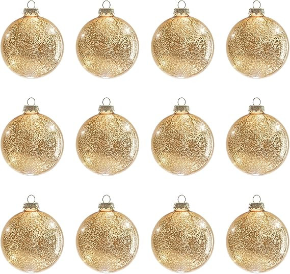 Gold Mercury Glass Ball Christmas Ornaments Set of 12-3.15”Luxurious Xmas Tree Hanging Bulb Dec... | Amazon (US)