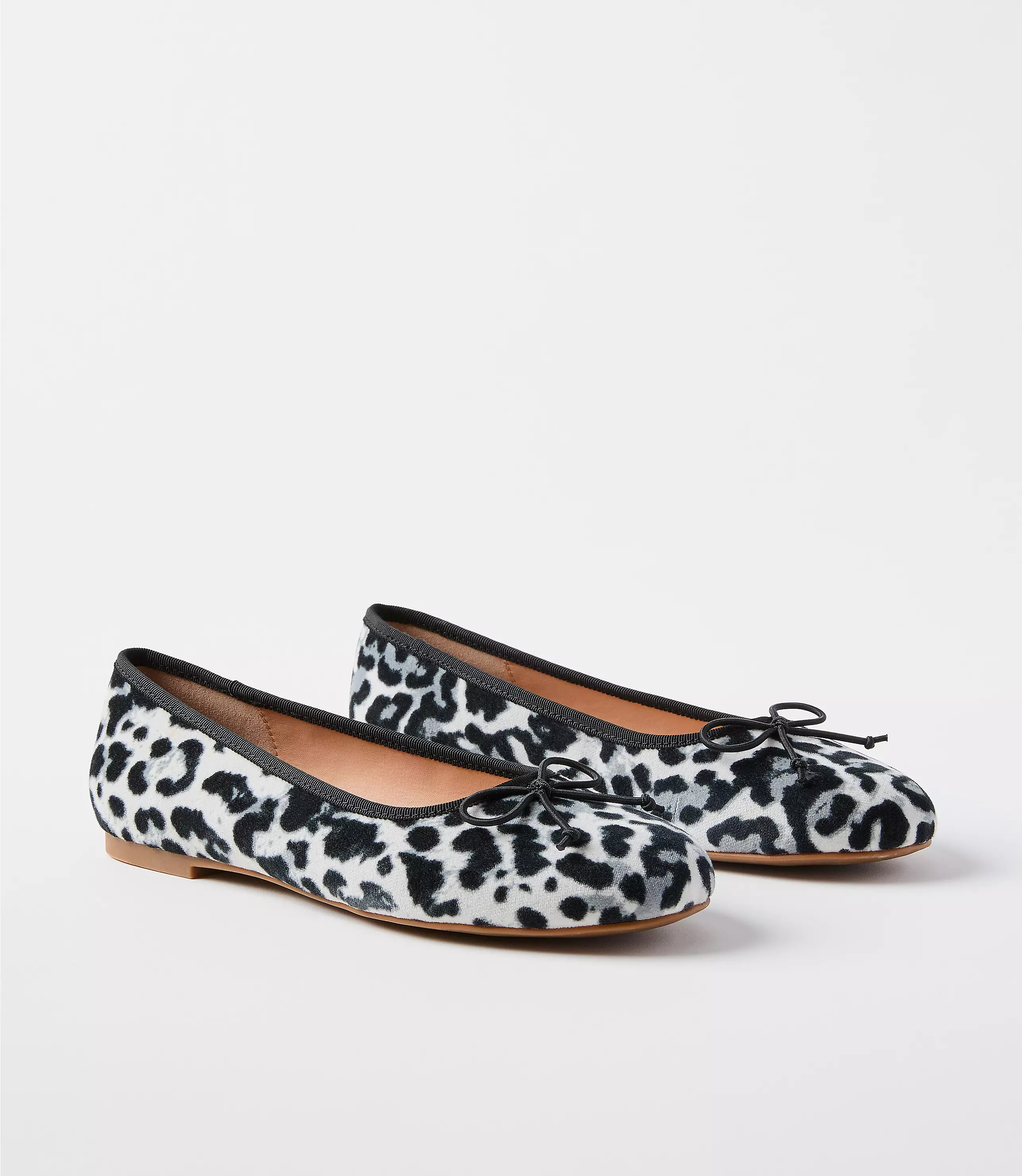 Snow Leopard Print Velvet Ballet Flats | LOFT