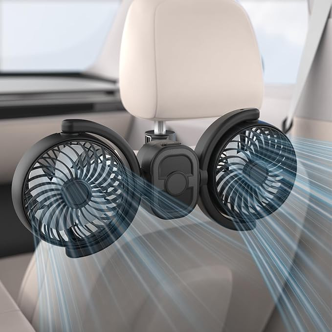 Rechargeable Dual-Head Fan for Car: USB Cooling Backseat Fans for Baby with 360° Rotatable 3-Spe... | Amazon (US)