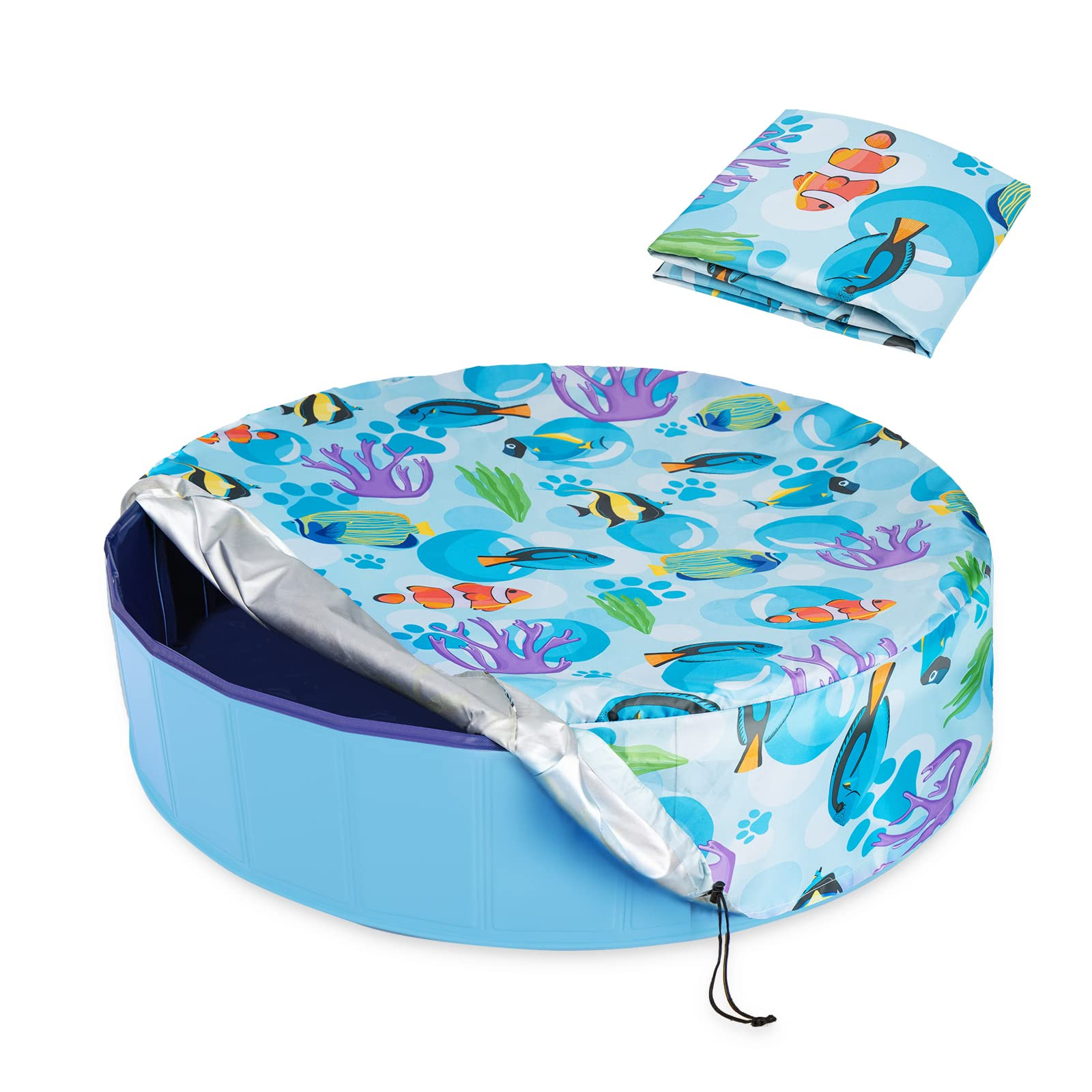 Foldable Round Dog Swimming Pool Cover, for 32 "/63“/48” Collapsible Outdoor Tub, PVC Coating... | Amazon (US)
