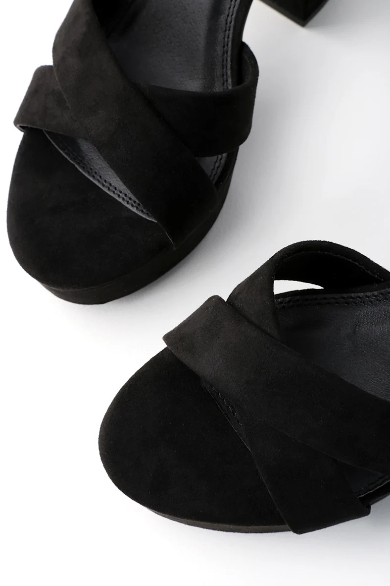 Selah Black Suede Ankle Strap Heels | Lulus