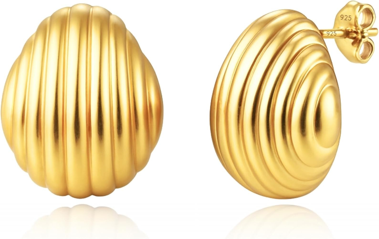 14K Gold Plated Statement Stud Earrings for Women | Trendy 14K Gold Plated Shell Stud Earrings fo... | Amazon (US)
