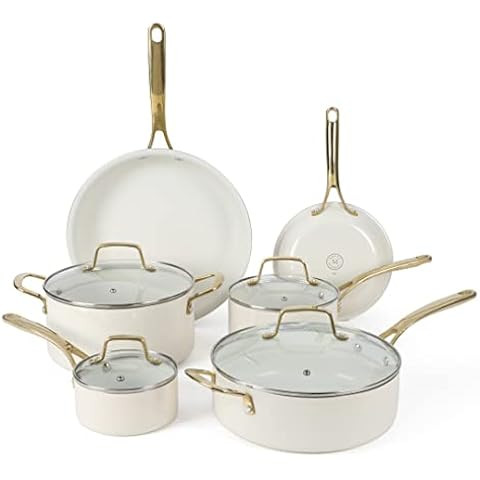 Paris Hilton Epic Nonstick Pots and Pans Set, Multi-layer Nonstick Coating, Tempered Glass Lids, ... | Amazon (US)