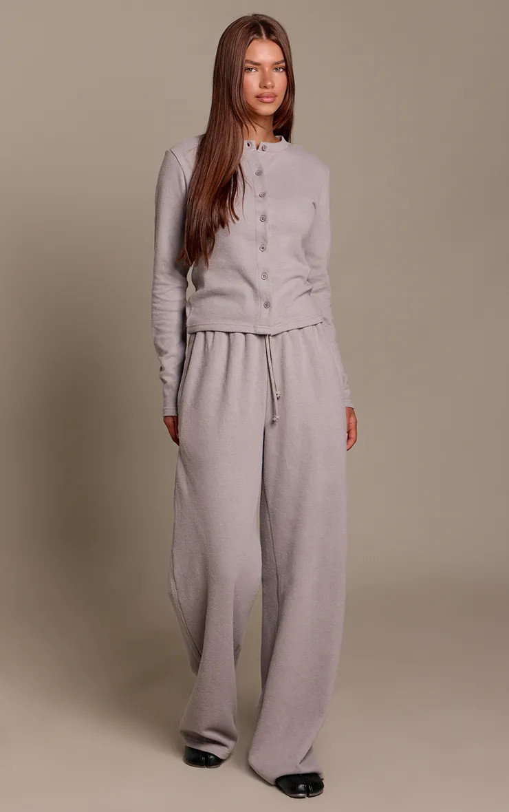 Ash Grey Soft Touch Wide Leg Joggers | PrettyLittleThing UK