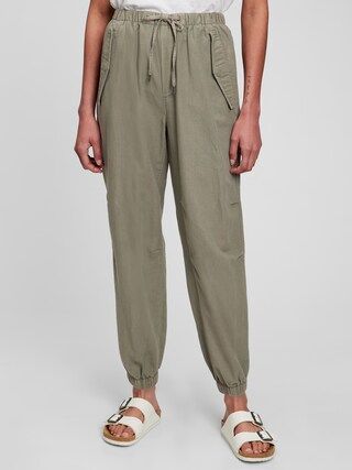 High Rise Linen-Cotton Utility Joggers with Washwell | Gap (US)