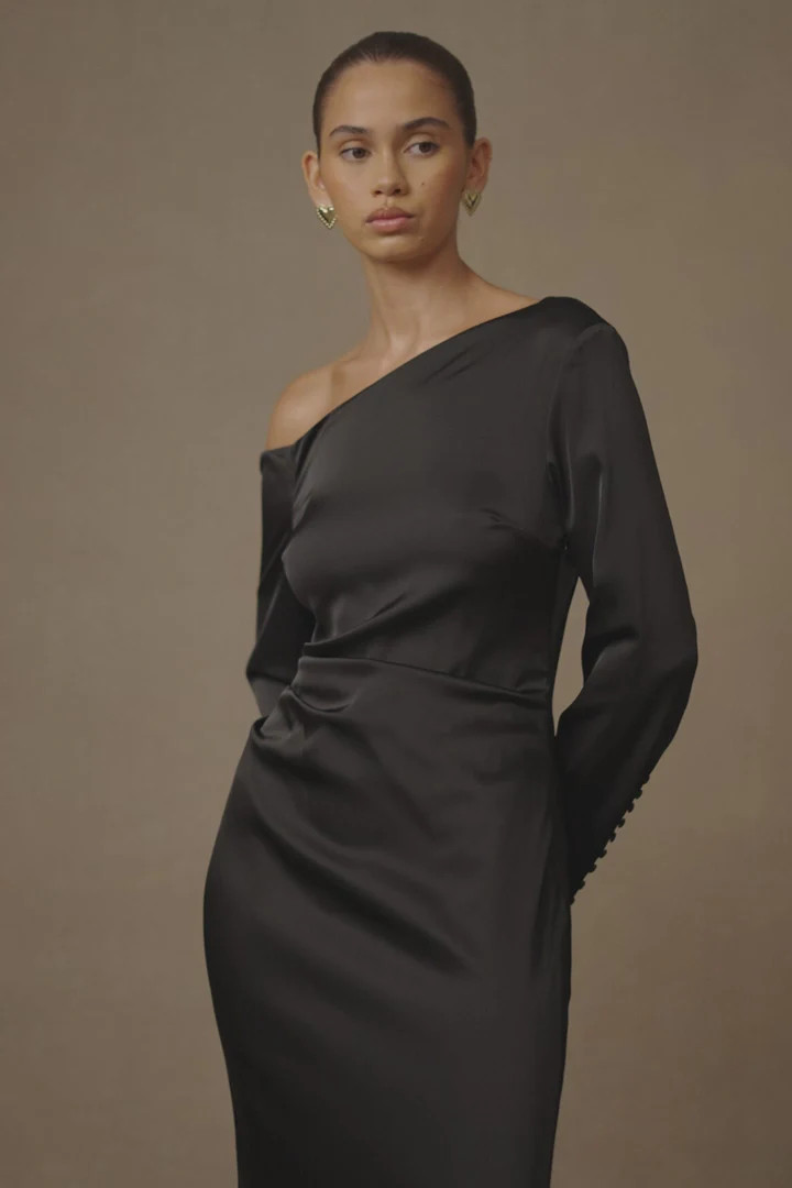 Avery Long Sleeve Maxi Dress - Black | MESHKI US