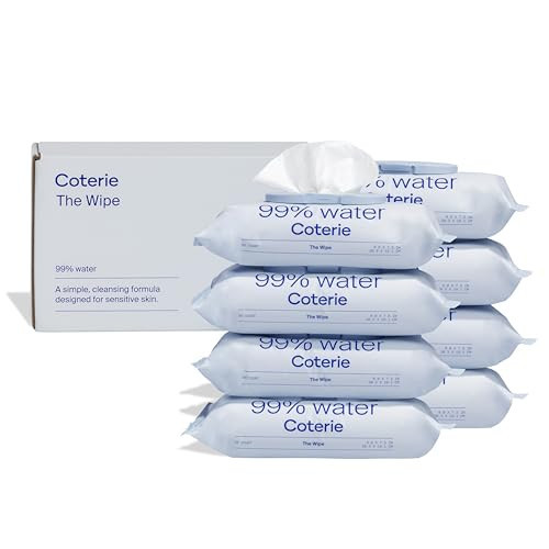 Coterie Baby Wipes, 8 Pack, 448 Count, Unscented Wipes, 99% Purified Water, Plastic-Free & Plant-Derived Fibers, Fragrance Free Hypoallergenic Sensitive Skin Baby Essentials, Clean Ingredients | Amazon (US)