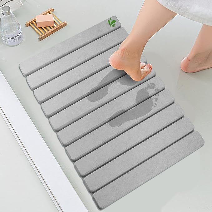 Diatomite Stone Bath Mat | Non-Slip Super Absorbent Quick Drying Bathroom Floor Mat | Stylish Sim... | Amazon (US)
