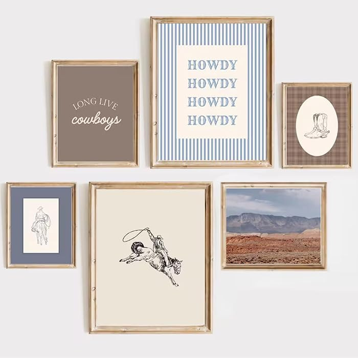Lhoiplme Western Cowboy Wall Art Decor Vintage Nursery Poster Western Room Canvas Wall Decor Baby... | Amazon (US)