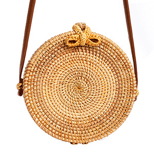 Handwoven Round Rattan Bag for Women Lefur Straw Bag Beach Crossbody Purse with Shoulder Straps L... | Amazon (US)