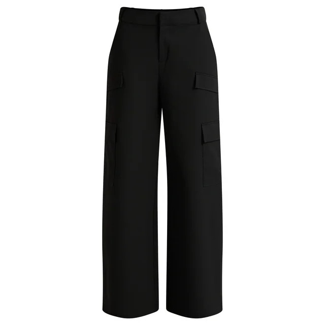 Scoop Women's and Women's Plus Faux Wool Wide Leg Cargo Pants, 32’’ Inseam, Sizes 0-28W - Wal... | Walmart (US)