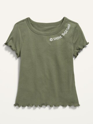 Short-Sleeve Rib-Knit Lettuce-Edge Graphic T-Shirt for Girls | Old Navy (US)