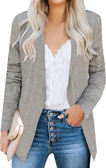 luvamia Women's Casual Long Sleeve Lapel Button Slim Work Office Blazer Jacket | Amazon (US)