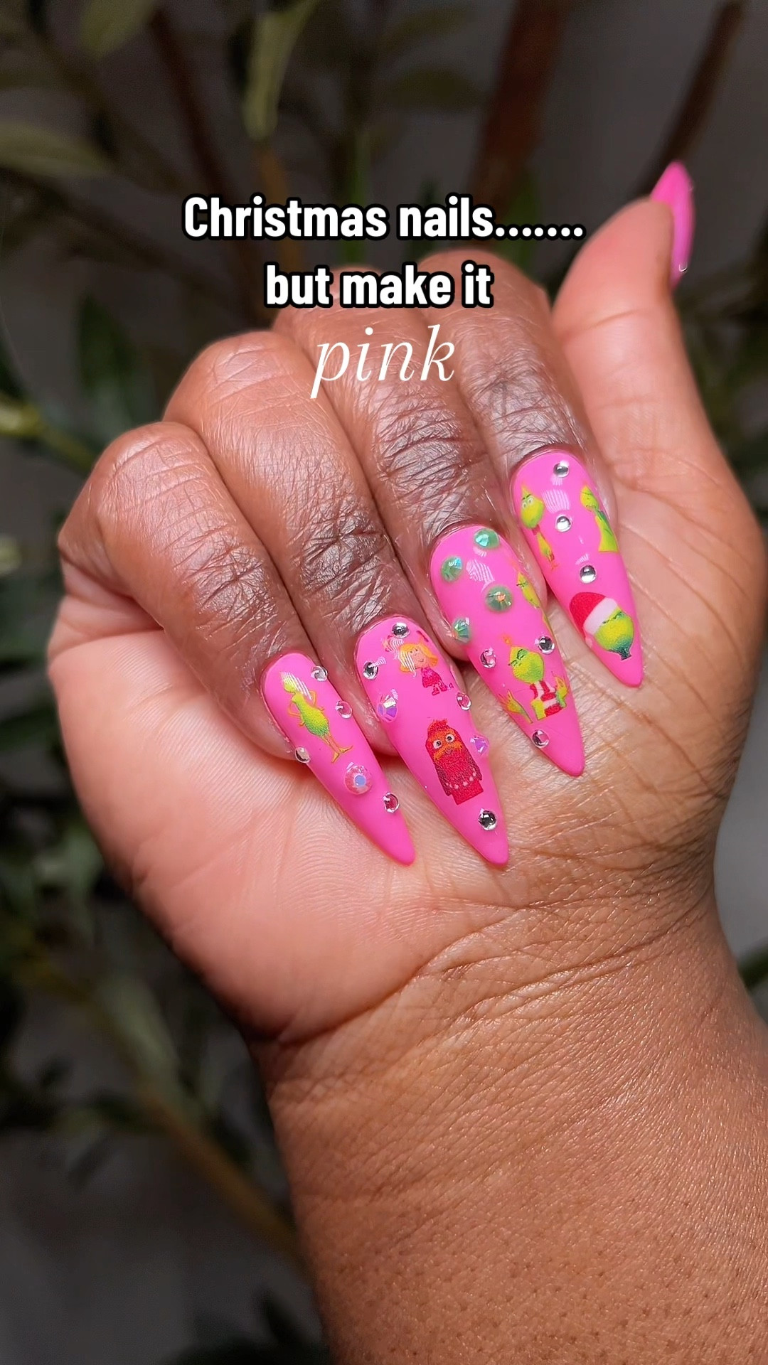Unconventional holiday nails. Long stiletto. Grinch nails. Pink nails.

#LTKselfcare #LTKHoliday #LTKBeauty