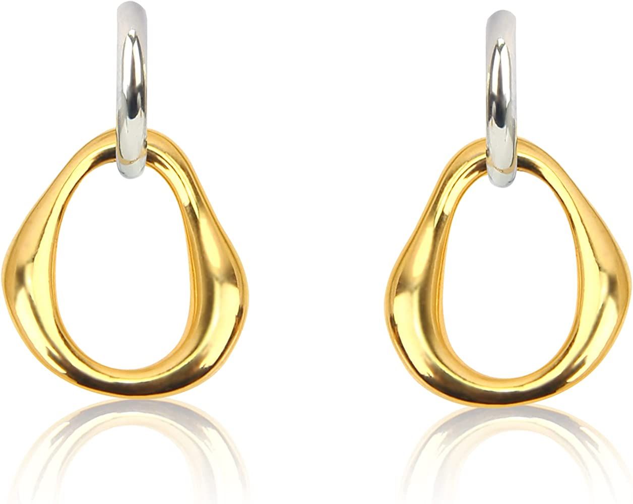ELEXIS Geometric Large Thick Gold Hoop Earrings For Women Dangle Comfy Unique Pierced Cool Chunky... | Amazon (US)