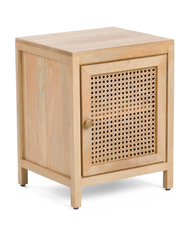 Mango Wood & Cane Cabinet Side Table | TJ Maxx