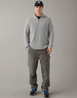 AE Mock Neck Quarter-Zip Sweater | American Eagle Outfitters (US & CA)