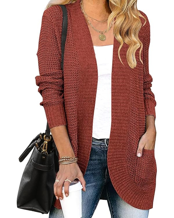 ZESICA Women's Fall Winter 2025 Long Sleeve Open Front Casual Lightweight Soft Knit Cardigan Swea... | Amazon (US)