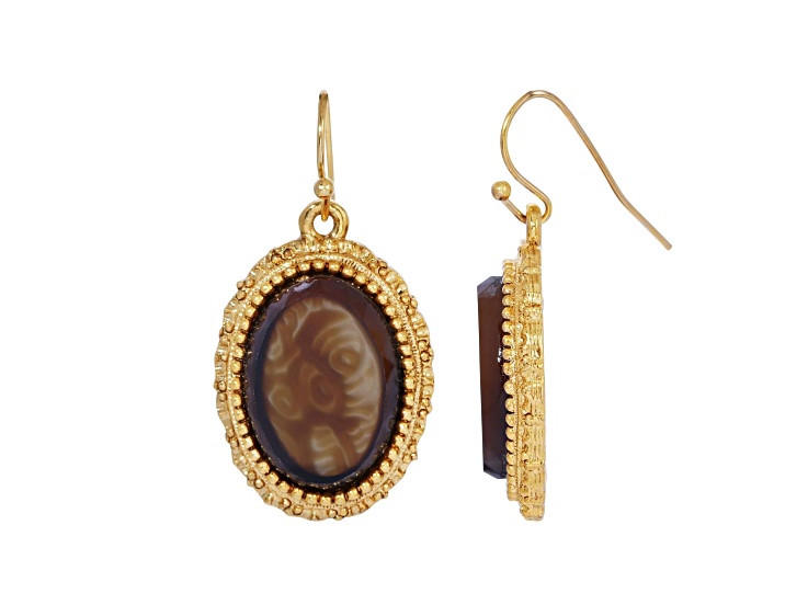 1928 Jewelry Gold-Tone Brown Oval Drop Earrings - 1TW7SA | JTV Jewelry