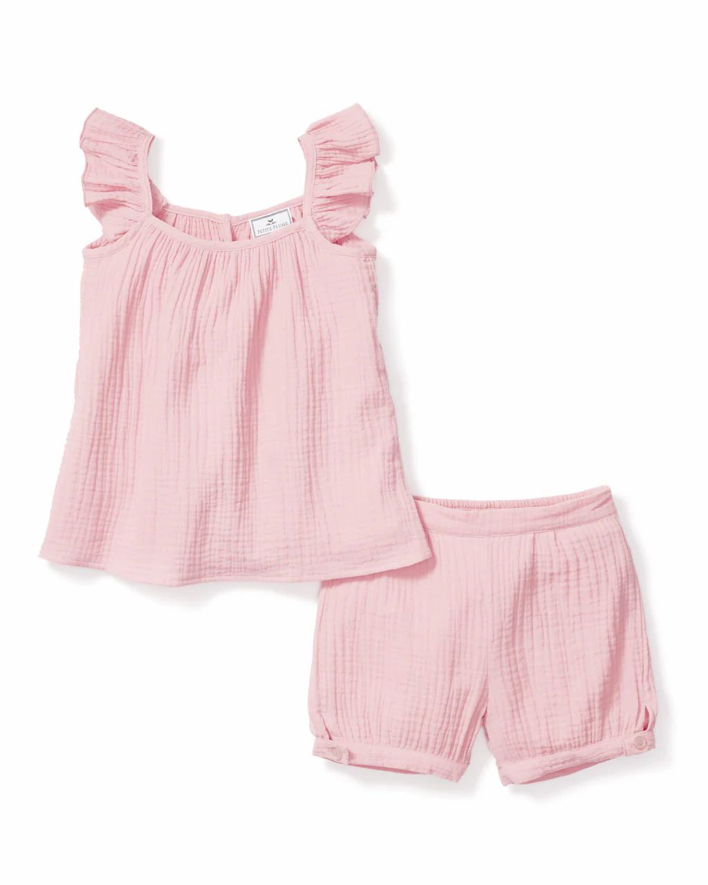Girl's Gauze Amelie Short Set in Pink | Petite Plume