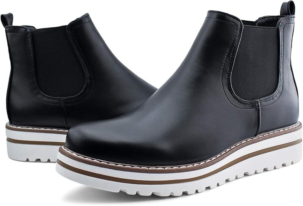 JABASIC Womens Chelsea Elastic Ankle Boots Waterproof Flat Boots | Amazon (US)