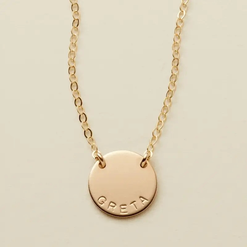 Made By Mary Mini Zola Disc Necklace | Hand Stamped,Always Center | Made By Mary | Made By Mary