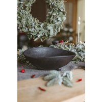Organic Shape Black Ceramic Fruit Bowl, Rustic Large Table Centerpiece, Handmade Stoneware Mother Ch | Etsy (US)