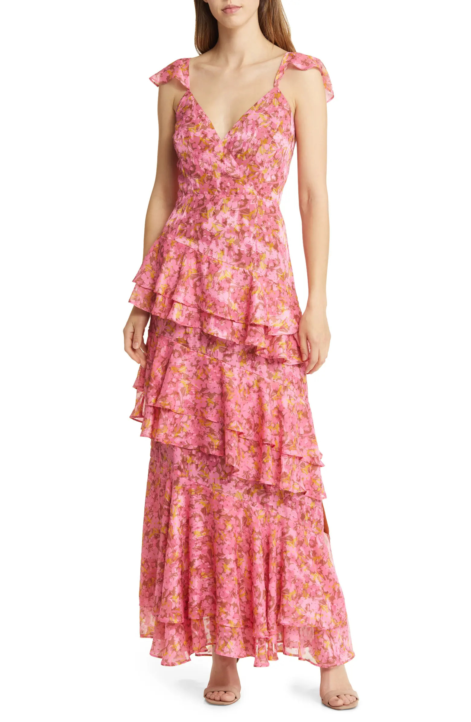 Miah Floral Tiered Ruffle GownHUTCH | Nordstrom