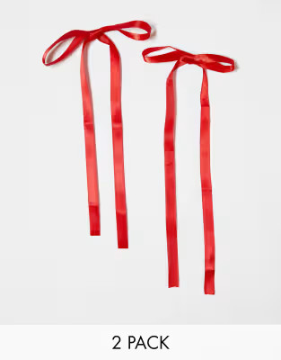 DesignB London pack of 2 hair bows in red | ASOS (Global)