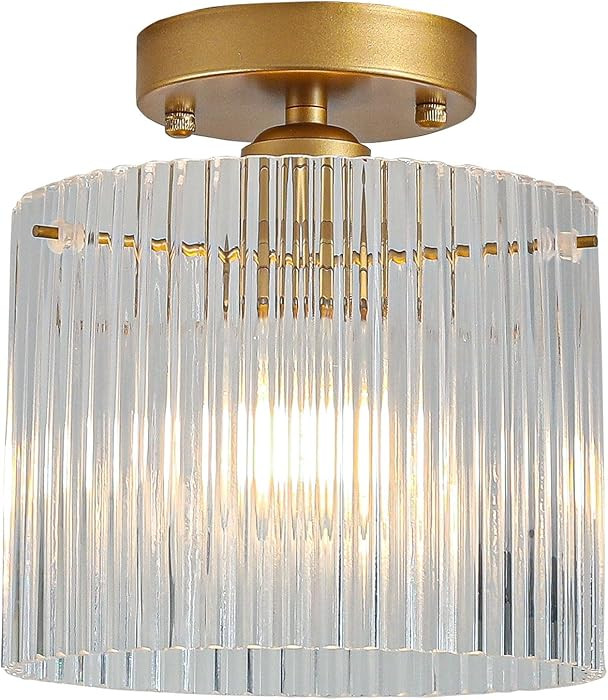 Modern Semi Flush Mount Ceiling Light, Industrial Clear Glass Ceiling Light Fixture, Crystal Ceil... | Amazon (US)