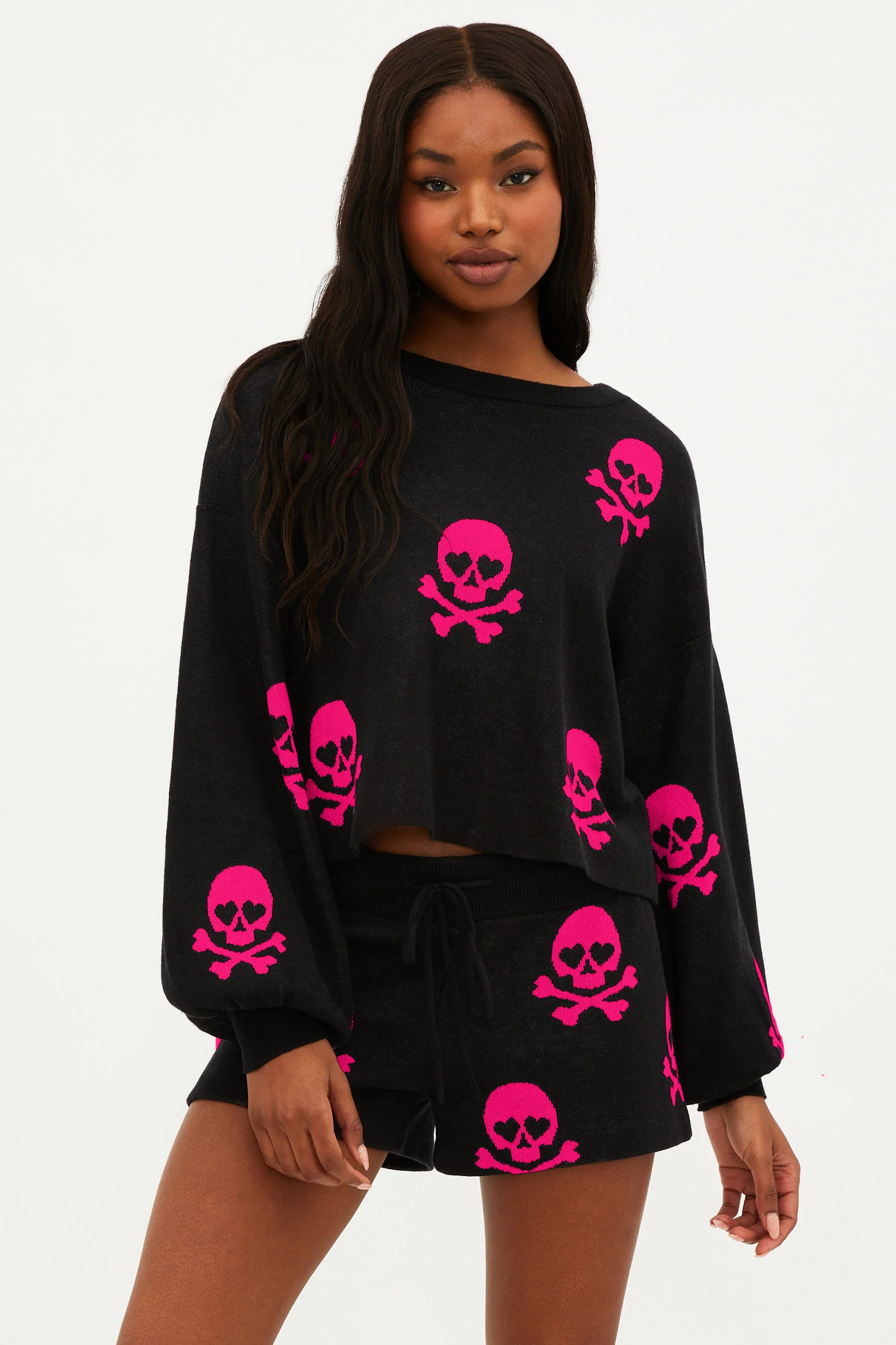 Ava Sweater Bright Fuchsia Ghouls | Beach Riot