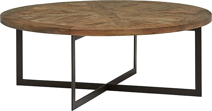 Amazon Brand – Stone & Beam Industrial Round Coffee Table, 48"W, Wood & Dark Metal | Amazon (US)