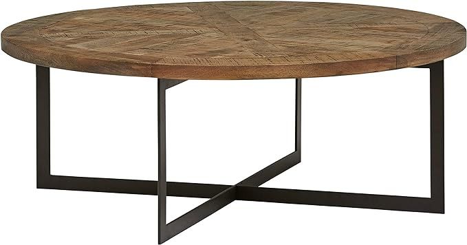 Amazon Brand – Stone & Beam Industrial Round Coffee Table, 48"W, Wood & Dark Metal | Amazon (US)