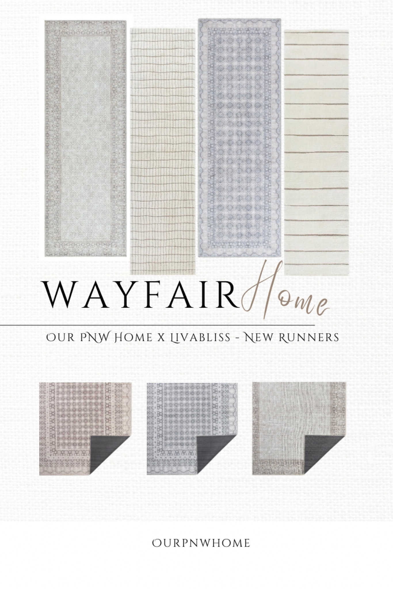 NEW favorite runner rugs from my latest rug collection, Our PNW Home x Livabliss!

Neutral runner rugs, striped runner, blue runner, gray runner, washable rugs, brown runner, cream runner, off-white runner, area rugs, home decor, home accents, entryway rugs

#LTKStyleTip #LTKHome #LTKSeasonal