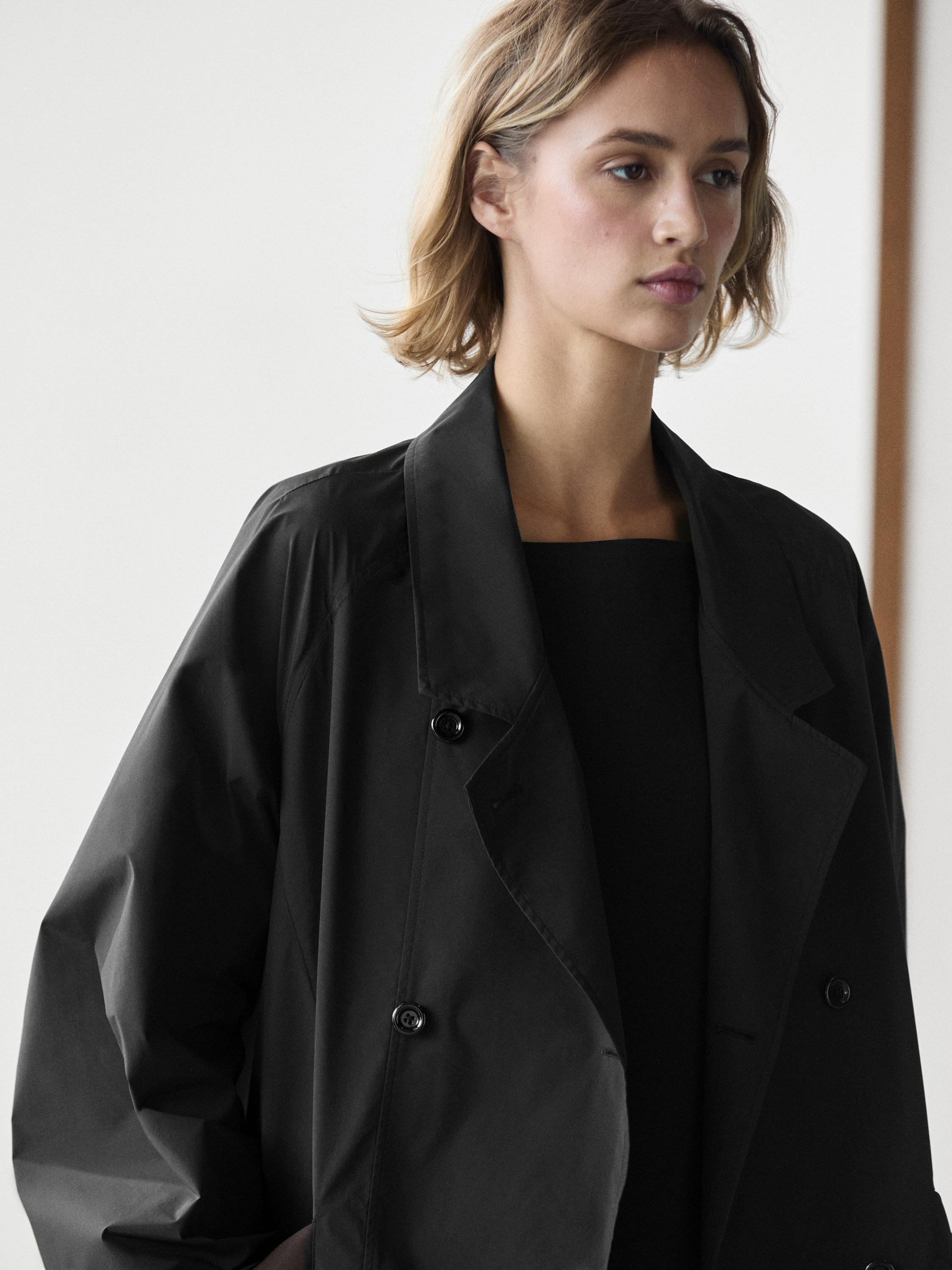 Double-breasted technical trench coat | Massimo Dutti UK