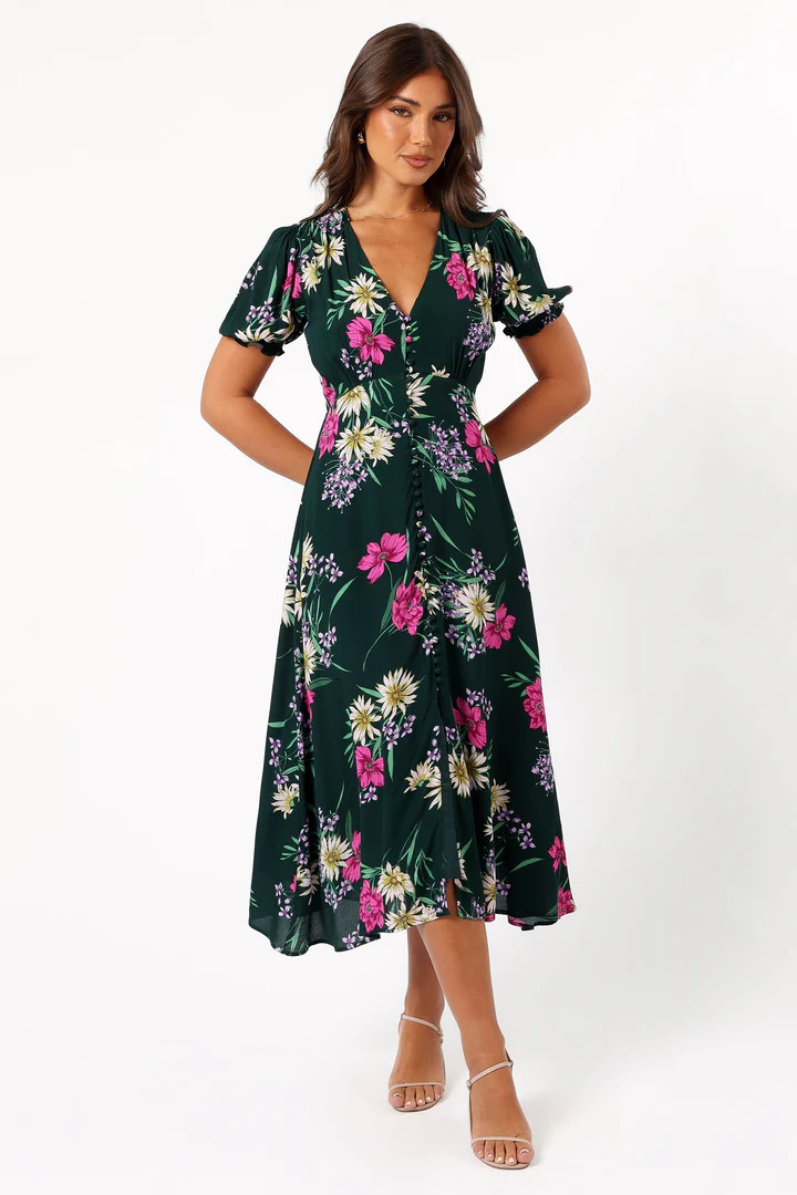 Mazie Floral Midi Dress - Eden Florals | Petal & Pup (US)