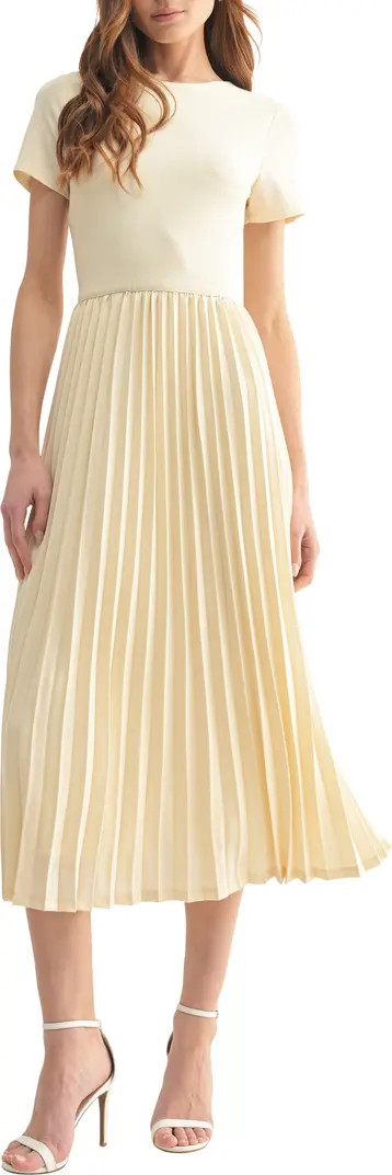 Short Sleeve Pleated Midi Dress | Nordstrom Rack