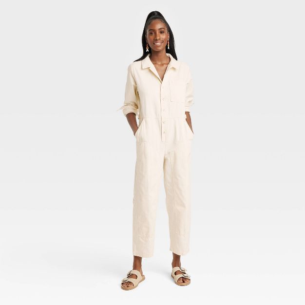Women's Long Sleeve Button-Front Boilersuit - Universal Thread™ | Target