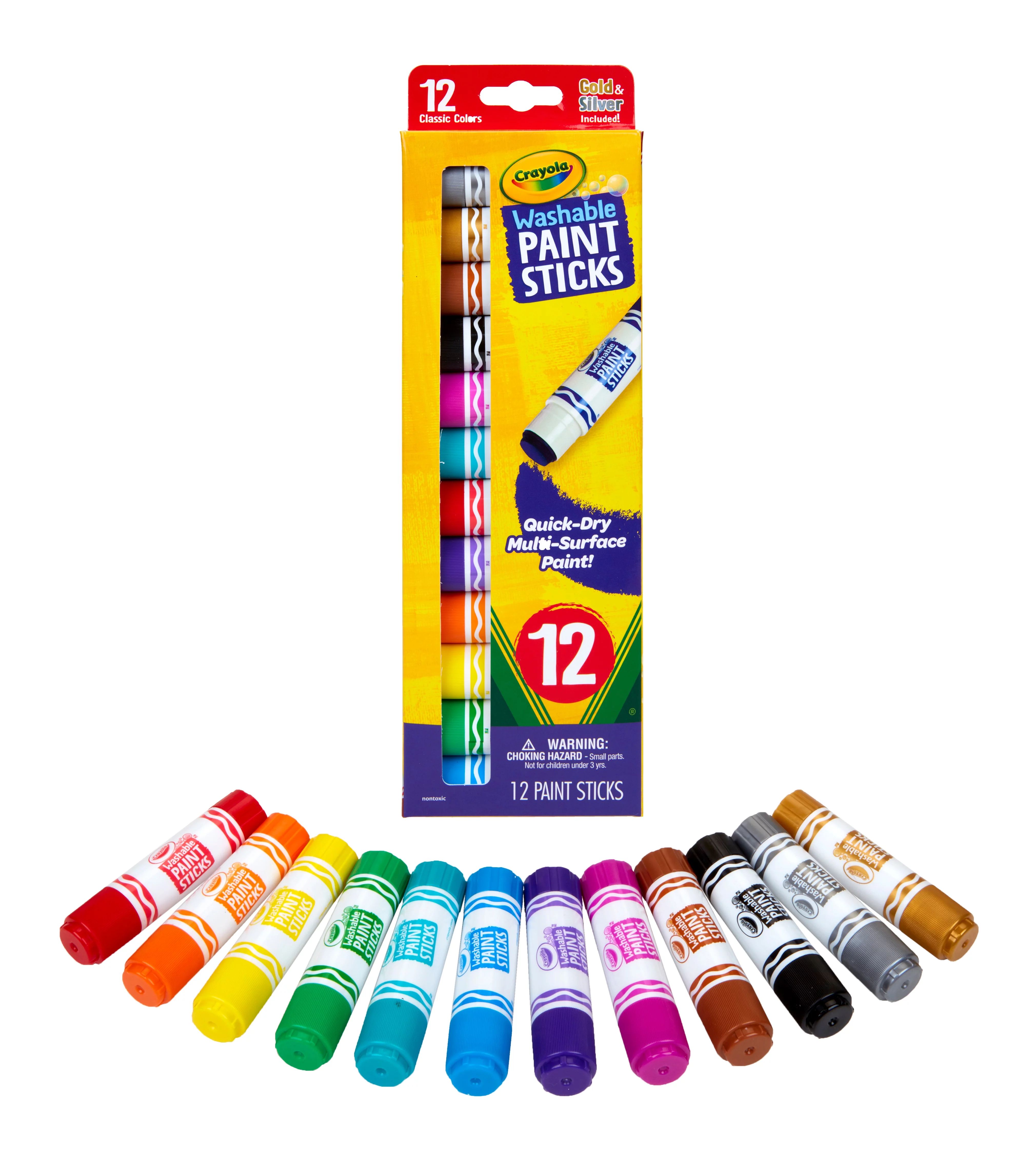 Crayola Quick Dry Paint Sticks, Assorted Colors, Washable Paint Set for Kids, 12 Count | Walmart (US)