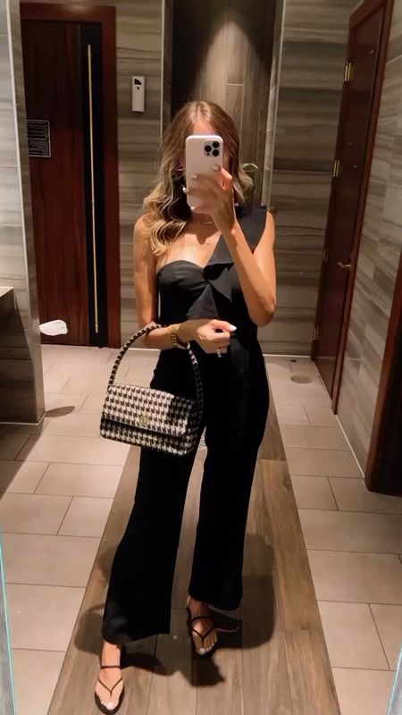 Gorgeous black jumpsuit from Revolve for $80 🔥👌🏻 
Love this Anine Bing bag, so timeless and chic
Fits true to size, I am wearing a size small 
#LTKunder100 

#LTKover40 #LTKfindsunder100 #LTKstyletip