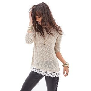 Forever 21 Sweater with Lace Bottom | Poshmark