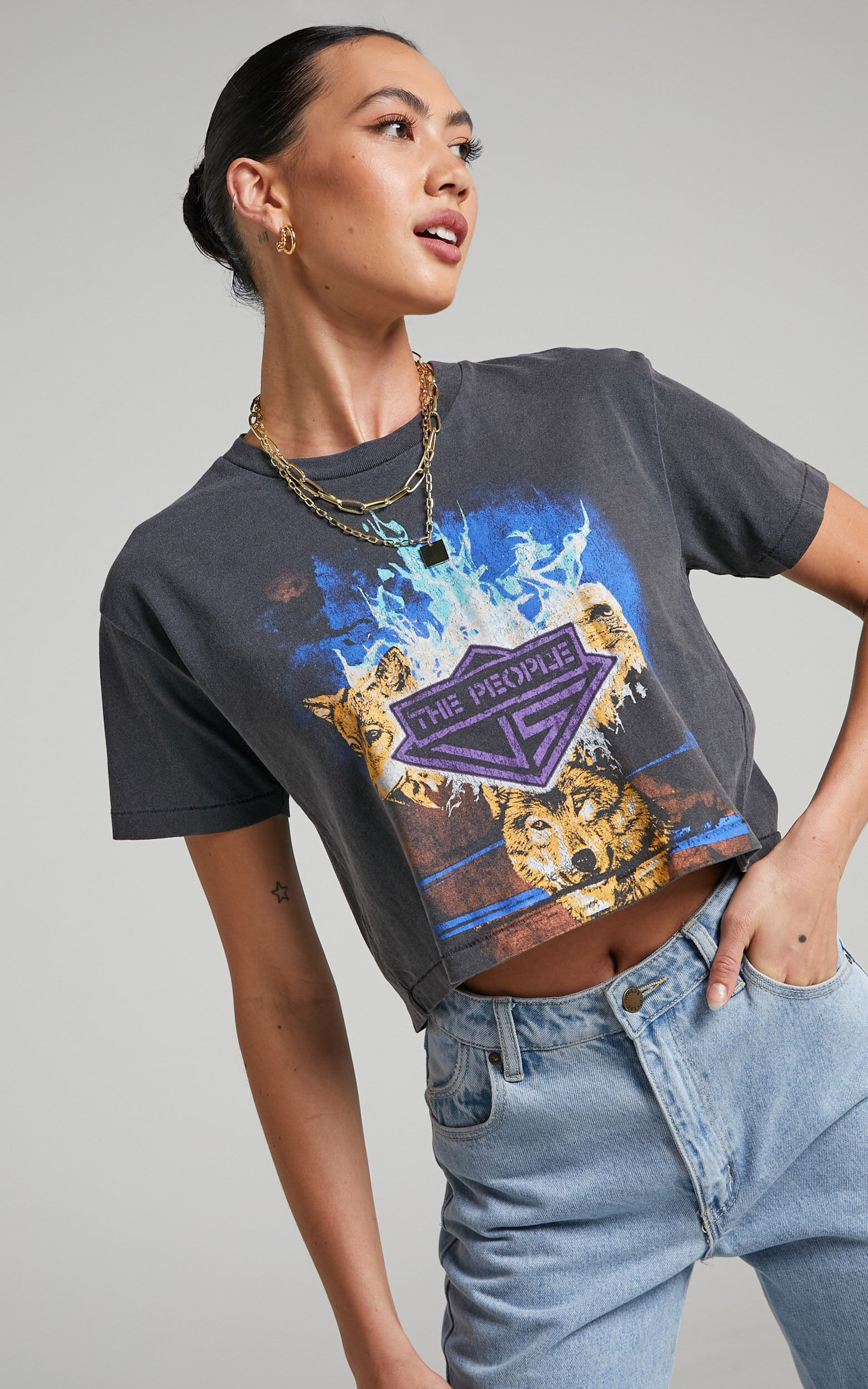 The People Vs - Wolfgang Crop Tee in VINTAGE BLACK | Showpo (ANZ)