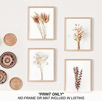 heilkee Boho Wall Art Pampas Grass Decor Fall Farmhouse Decorations Botanical Prints Beige Room A... | Amazon (US)