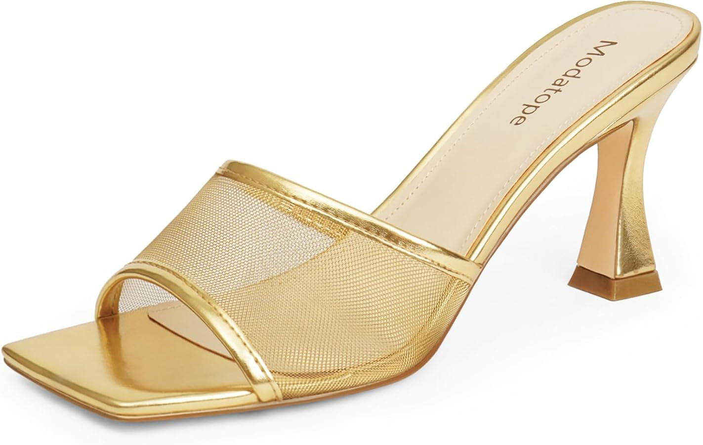 Modatope Womens Heeled Sandals Open Square Toe Heels Chunky Block Heel Slip On Sandals for Women | Amazon (US)